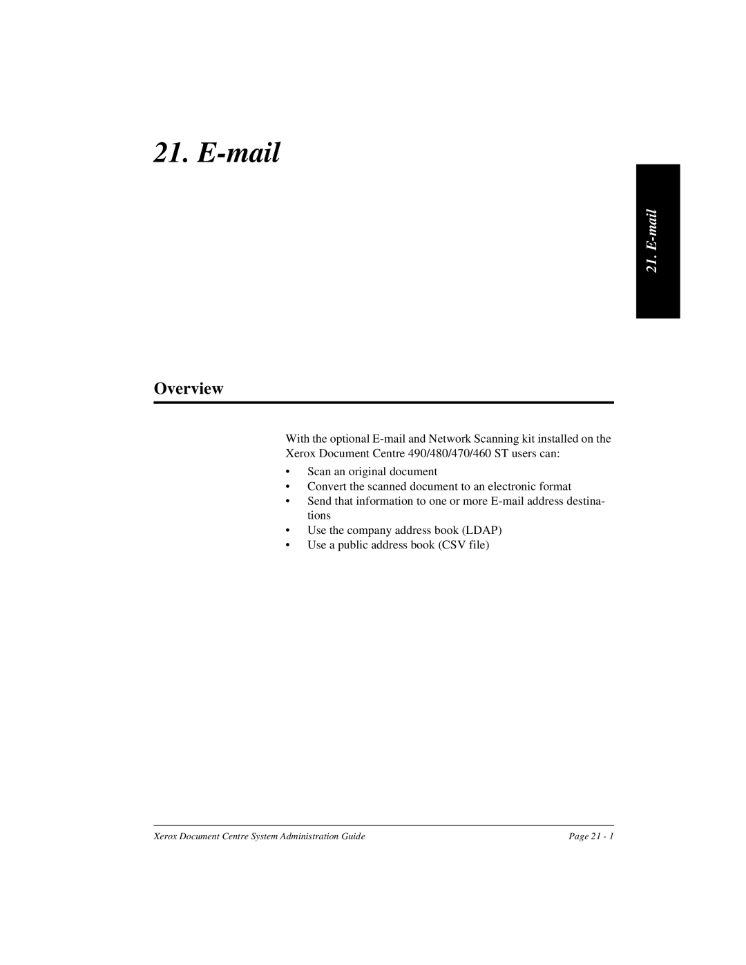 Xerox 480 ST, 490 ST manual Mail, Overview 