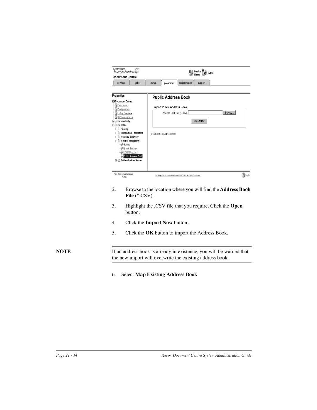 Xerox 490 ST, 480 ST manual Select Map Existing Address Book 