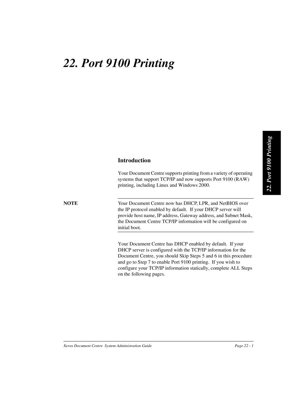 Xerox 480 ST, 490 ST manual Port 9100 Printing 