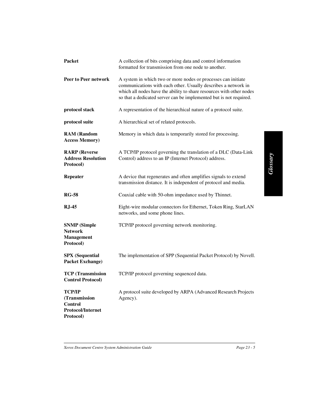 Xerox 480 ST, 490 ST manual Tcp/Ip, Transmission Agency Control Protocol/Internet 