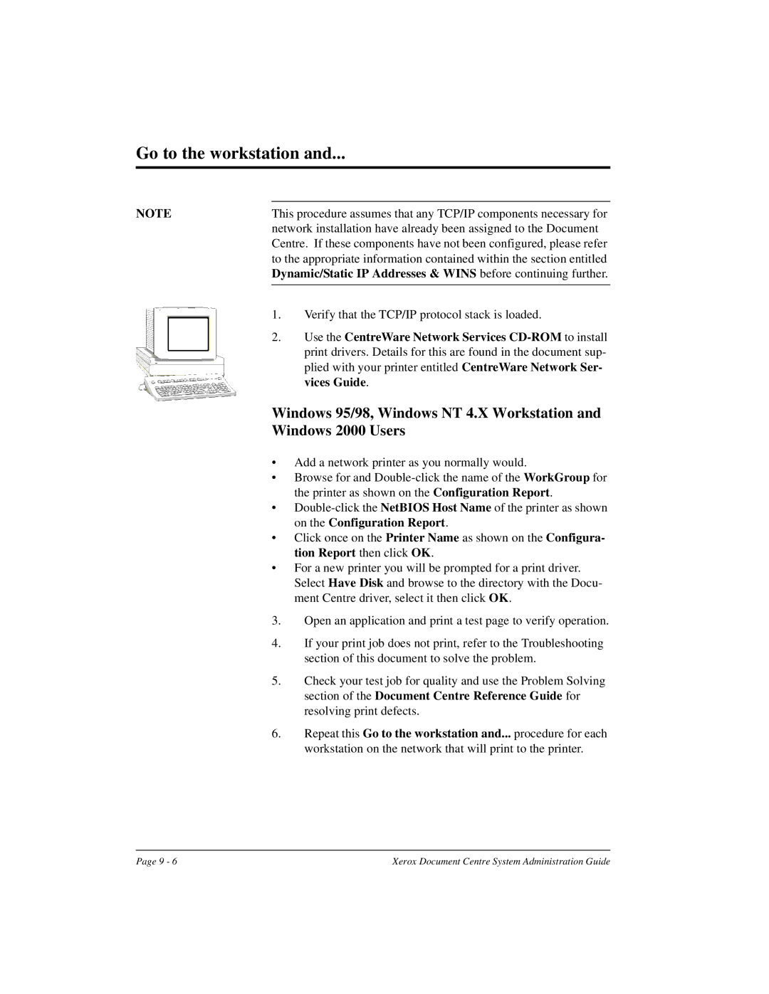 Xerox 490 ST, 480 ST manual Use the CentreWare Network Services CD-ROM to install, Vices Guide 