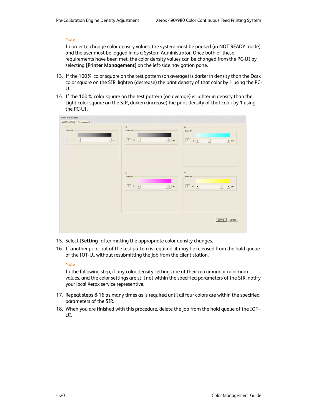 Xerox 490 manual Pre-Calibration Engine Density Adjustment 