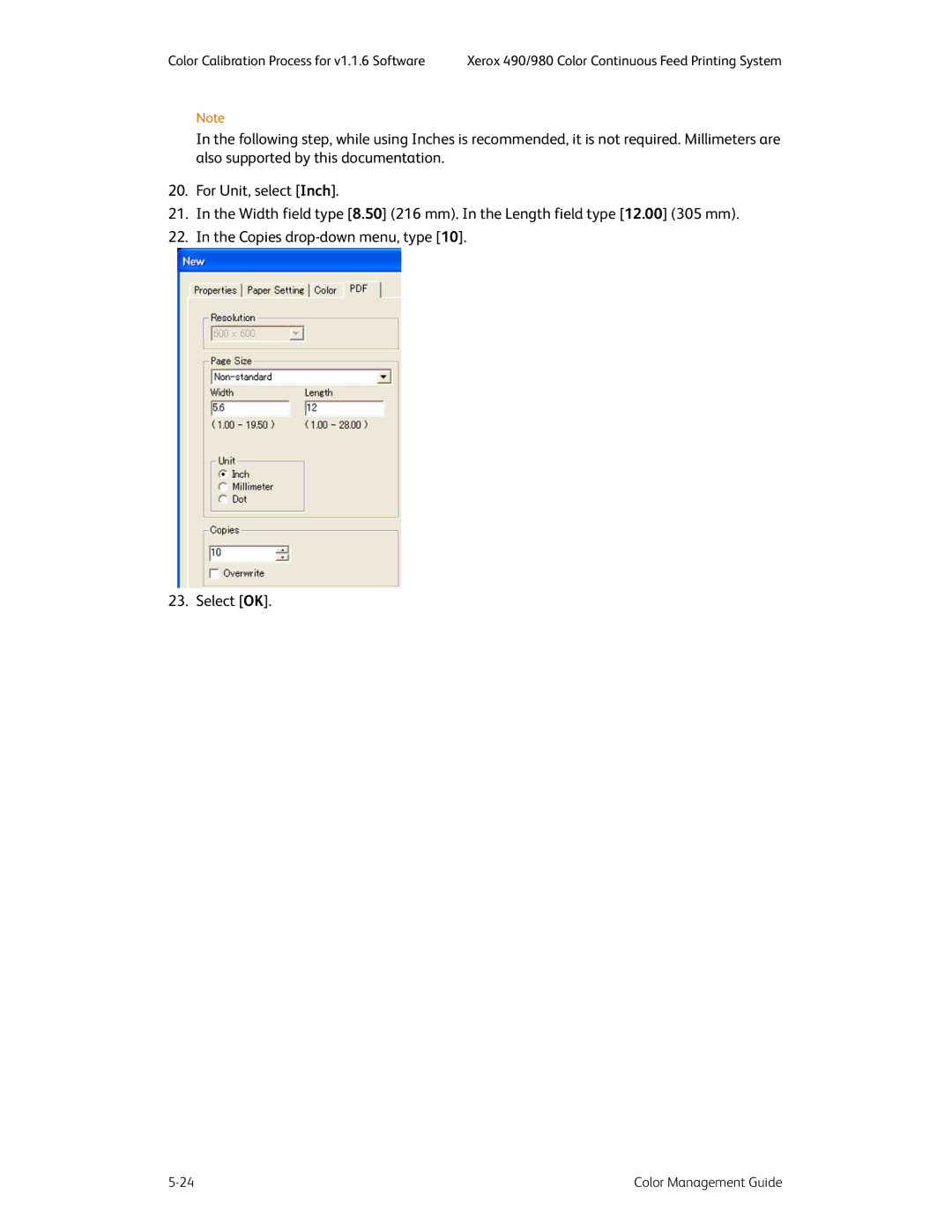 Xerox 490 manual Color Calibration Process for v1.1.6 Software 