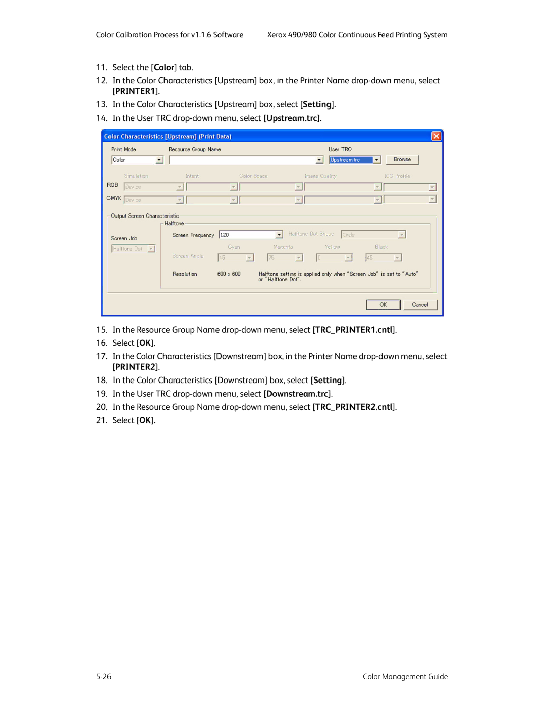 Xerox 490 manual Color Calibration Process for v1.1.6 Software 