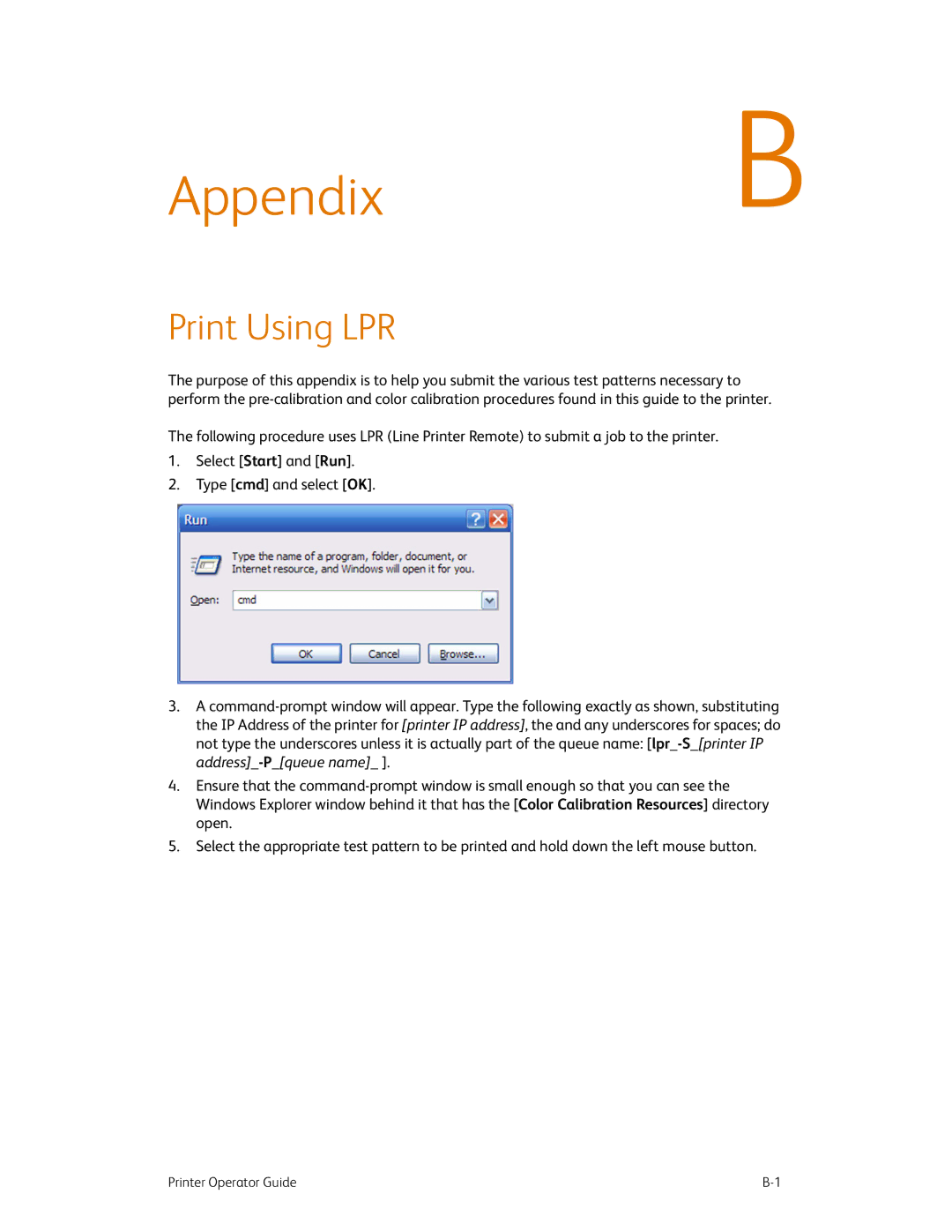 Xerox 490 manual Print Using LPR 