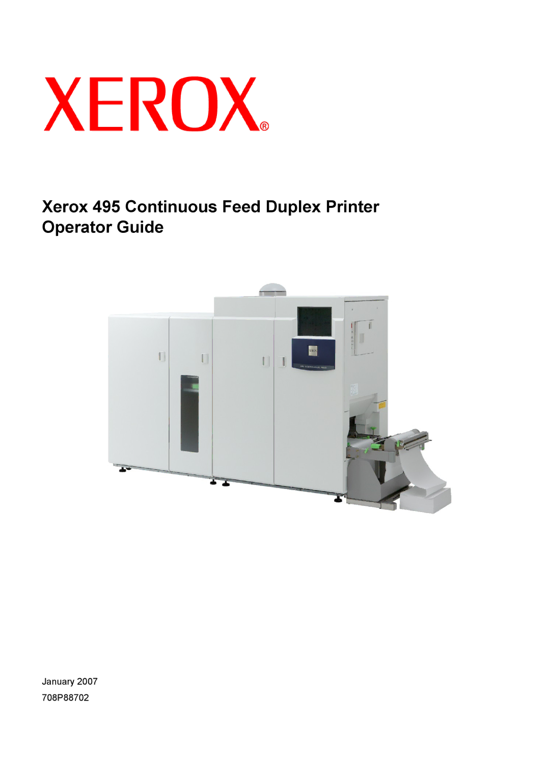 Xerox manual Xerox 495 Continuous Feed Duplex Printer Operator Guide 