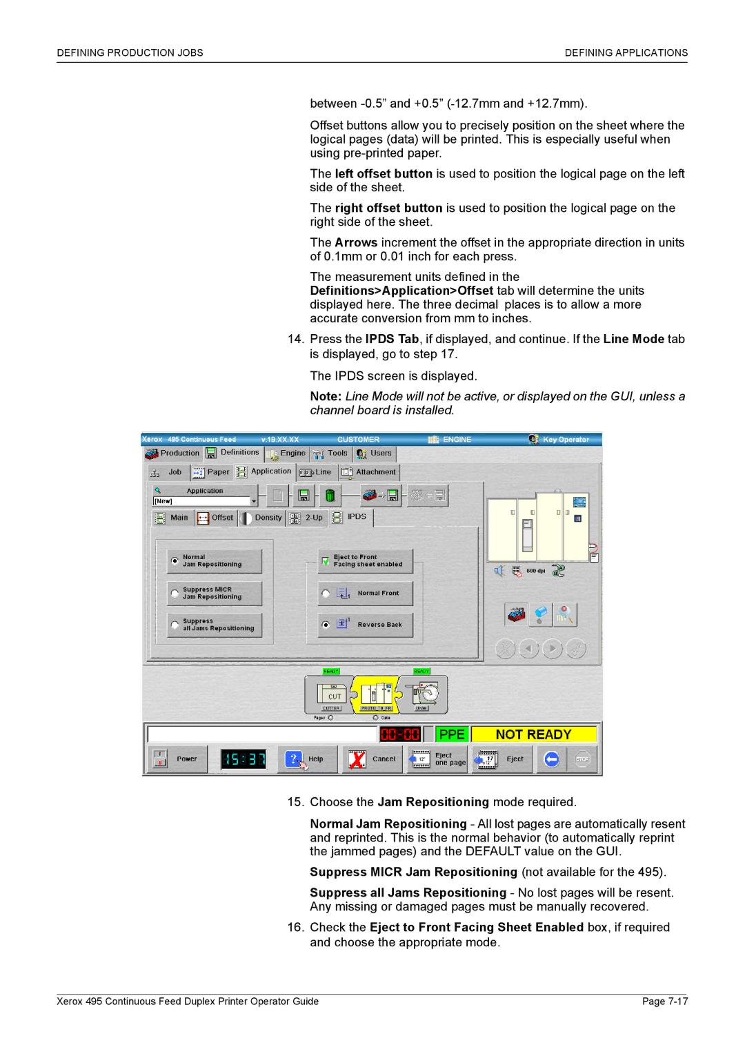 Xerox 495 manual Defining Production Jobs Defining Applications 