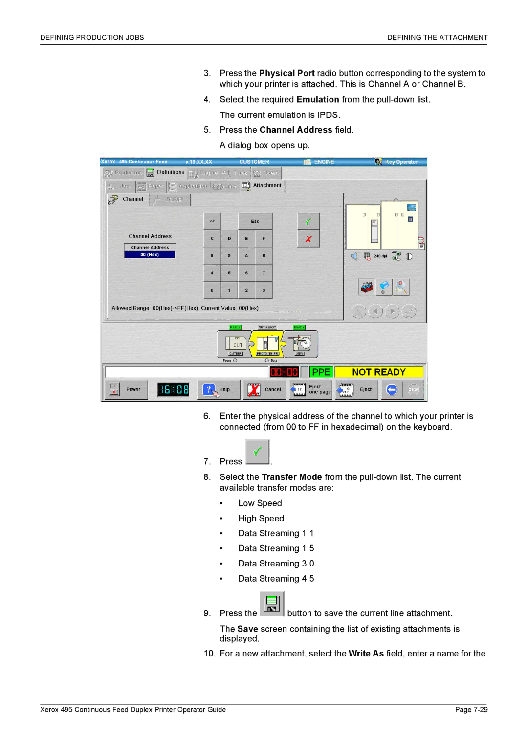 Xerox 495 manual Defining Production Jobs Defining the Attachment 