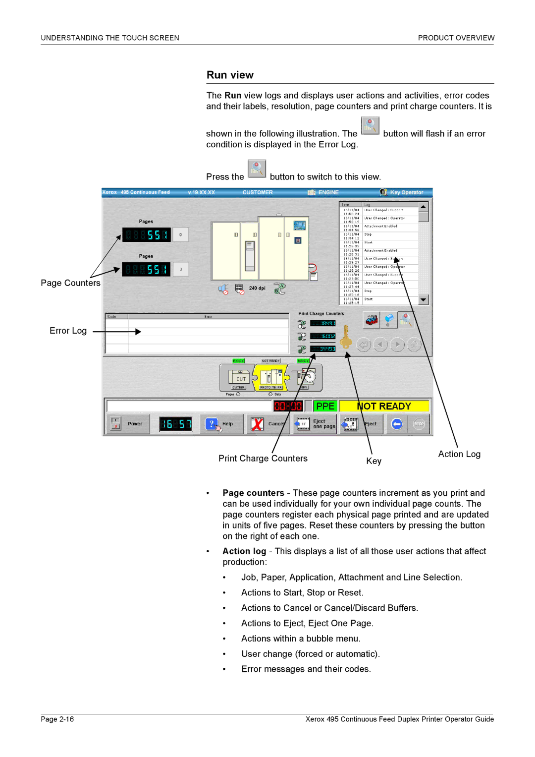 Xerox 495 manual Run view 