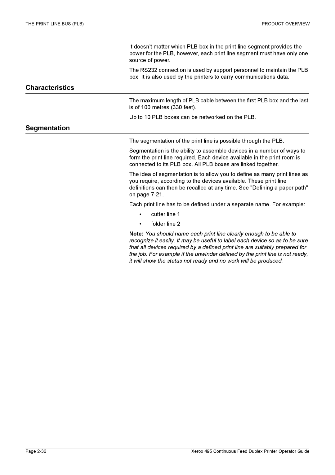 Xerox 495 manual Characteristics, Segmentation 