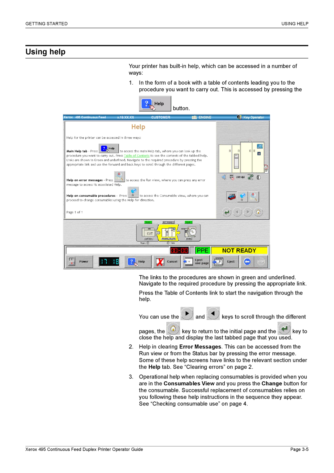 Xerox 495 manual Using help 