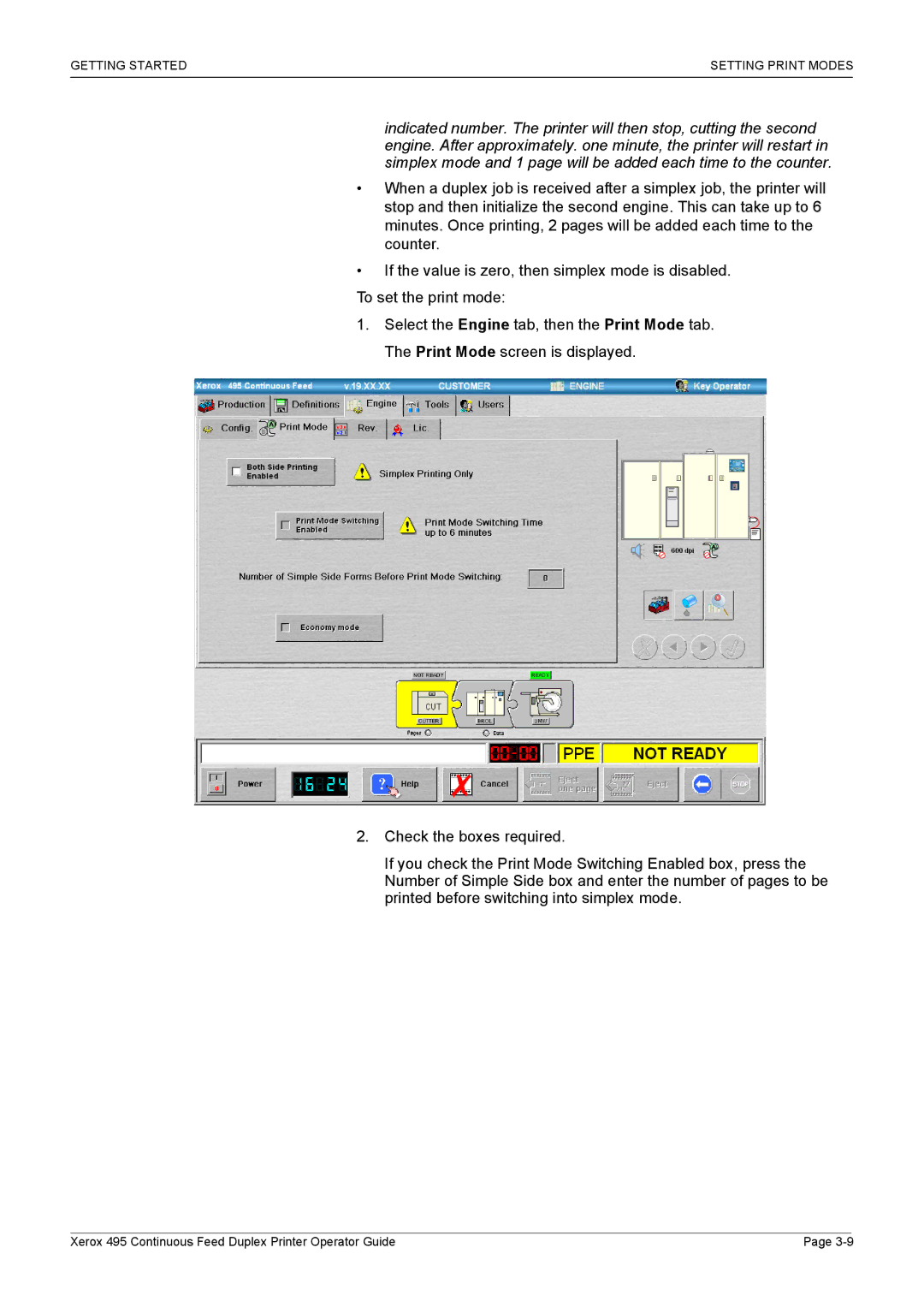 Xerox 495 manual Getting Started Setting Print Modes 