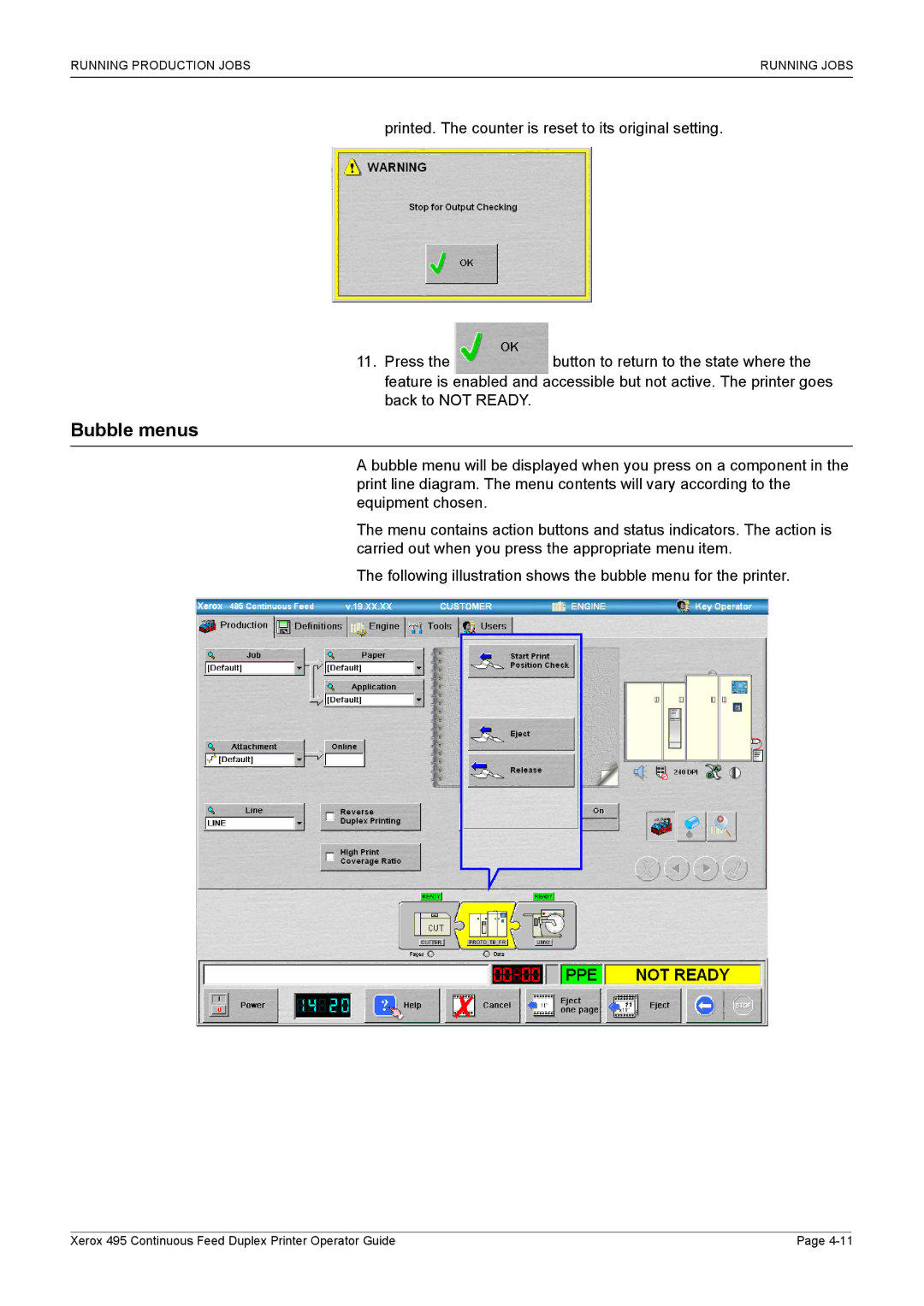 Xerox 495 manual Bubble menus 