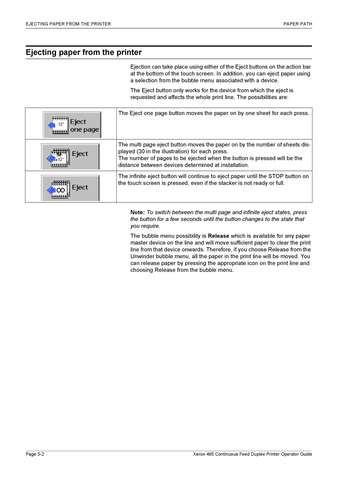 Xerox 495 manual Ejecting paper from the printer 