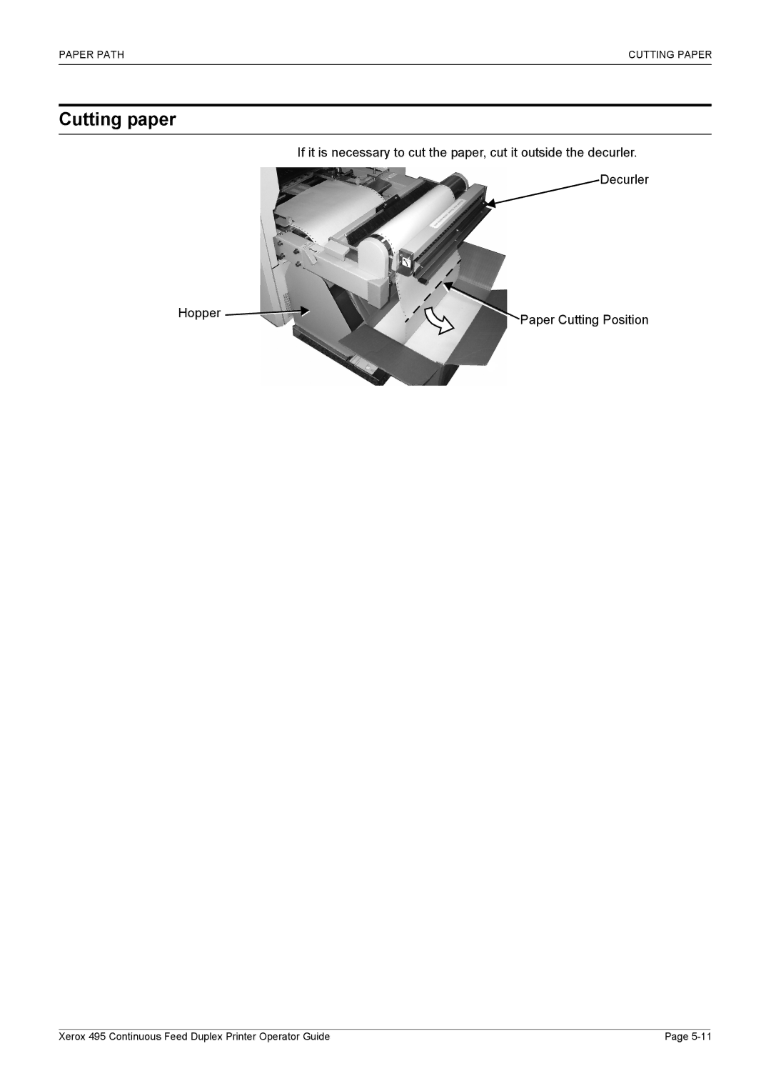 Xerox 495 manual Cutting paper 