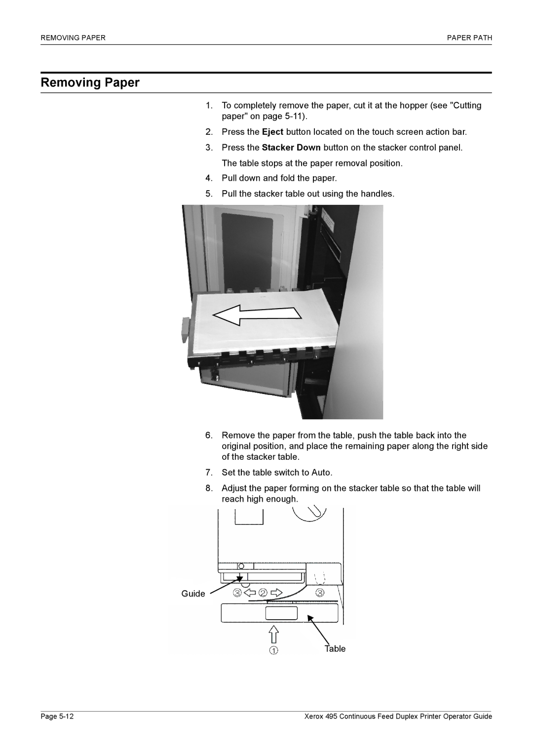 Xerox 495 manual Removing Paper 