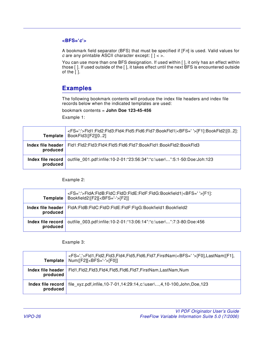 Xerox 5 manual BFS=‘c’, VIPO-26 