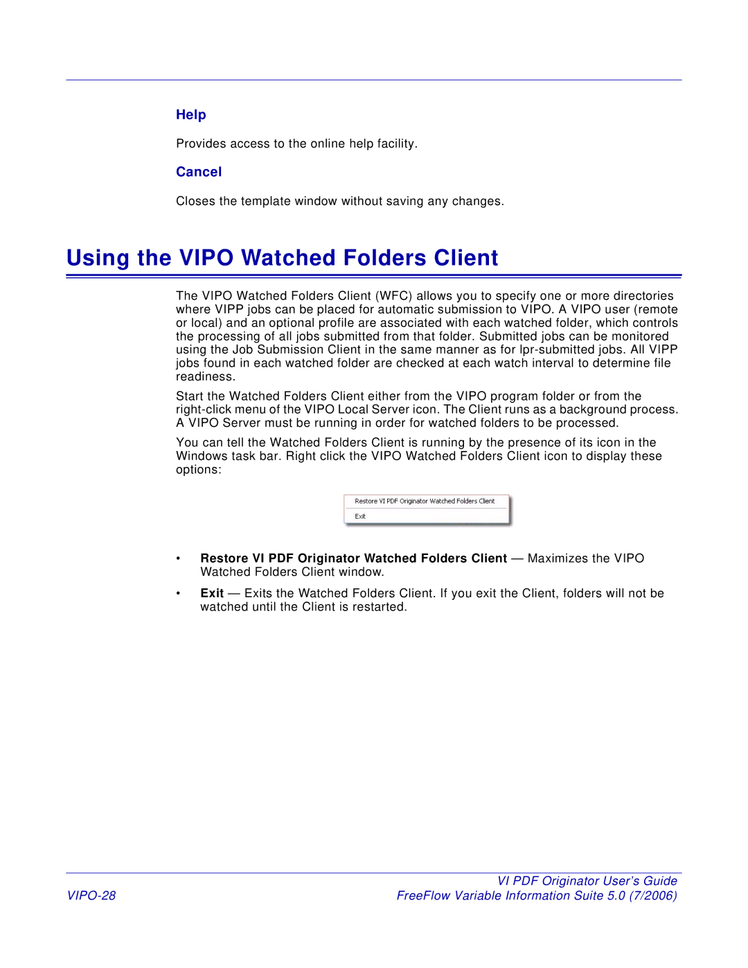 Xerox 5 manual Using the Vipo Watched Folders Client, VIPO-28 