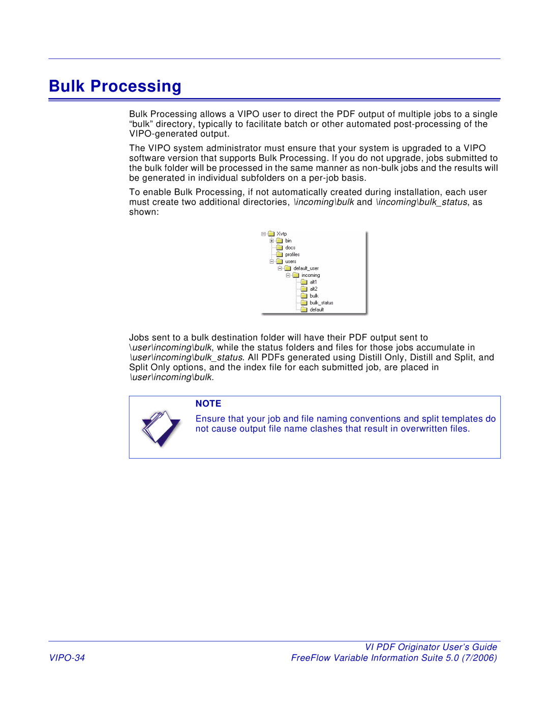 Xerox 5 manual Bulk Processing, VIPO-34 