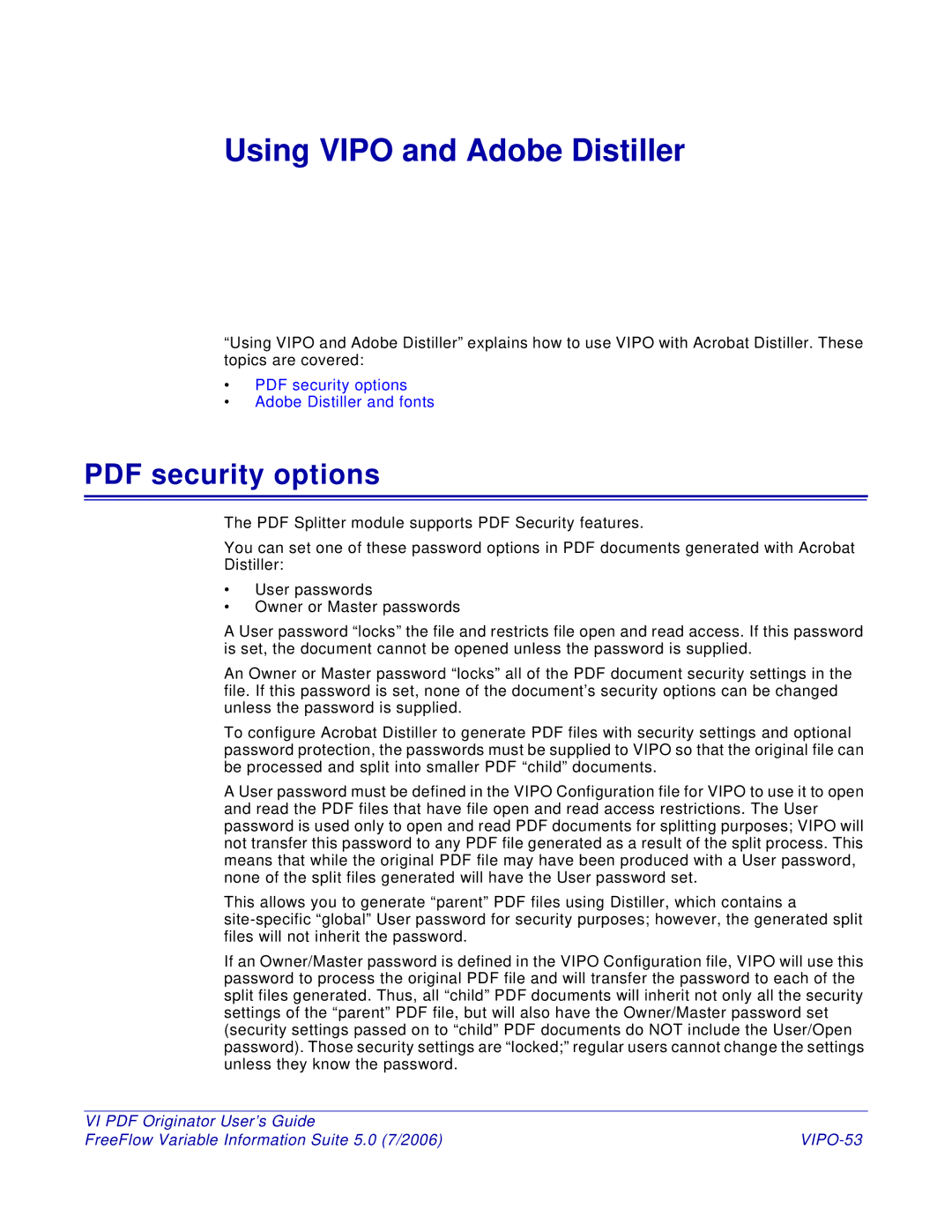 Xerox manual Using Vipo and Adobe Distiller, VIPO-53 