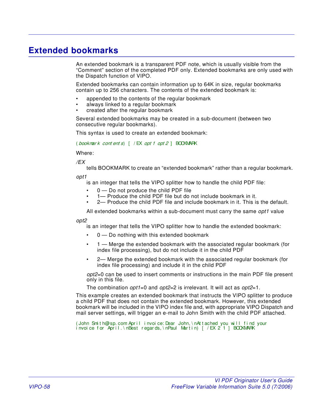 Xerox manual Extended bookmarks, VIPO-58 