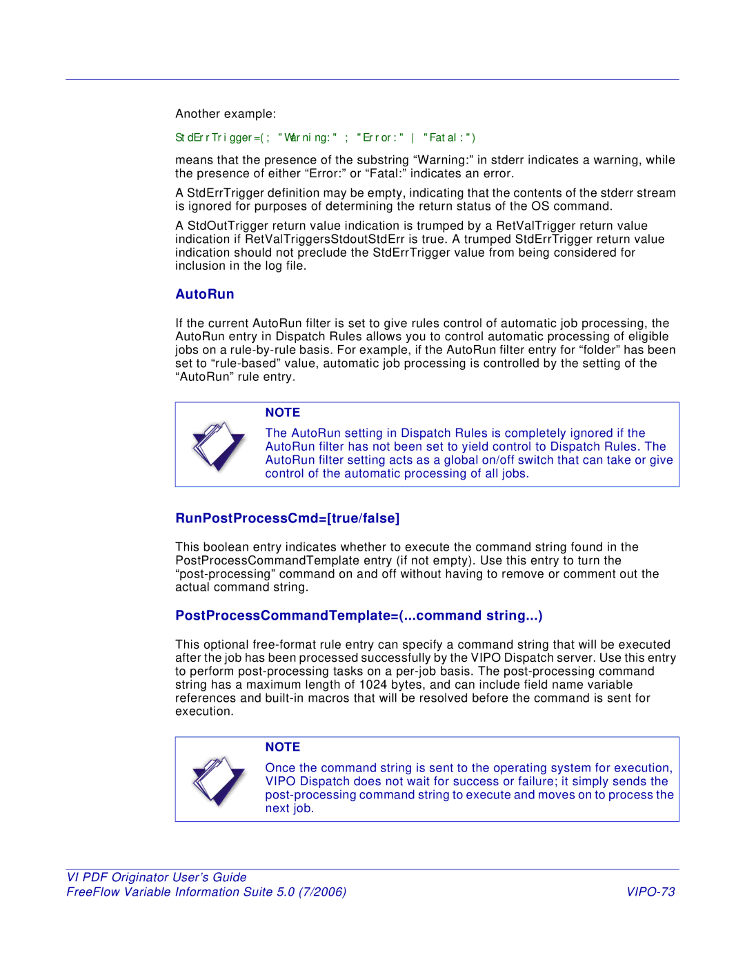 Xerox 5 manual AutoRun, RunPostProcessCmd=true/false, PostProcessCommandTemplate=...command string, VIPO-73 