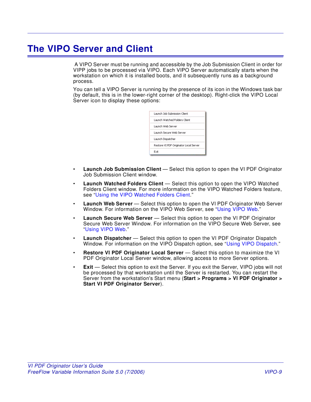 Xerox 5 manual Vipo Server and Client, VIPO-9 