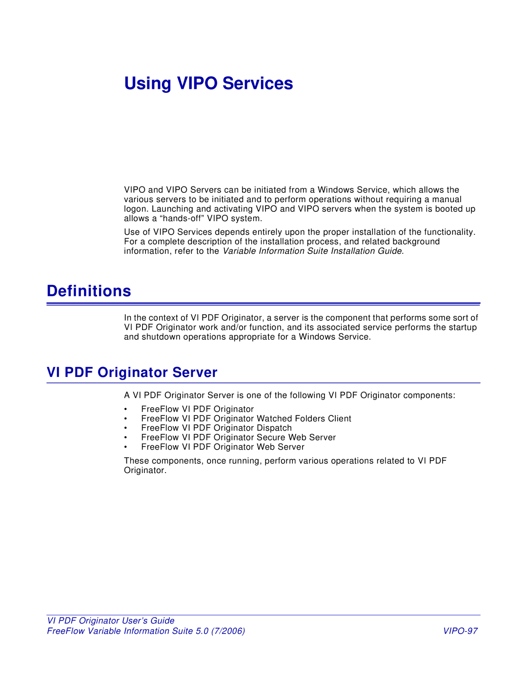 Xerox 5 manual Definitions, VIPO-97 