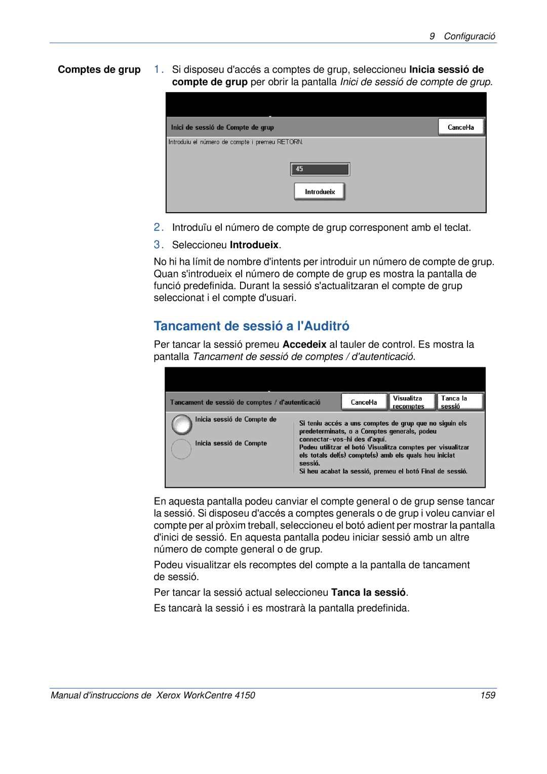 Xerox 5.0 24.03.06 manual Tancament de sessió a lAuditró 