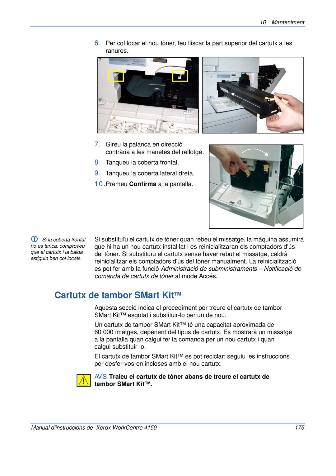 Xerox 5.0 24.03.06 manual Cartutx de tambor SMart KitTM 