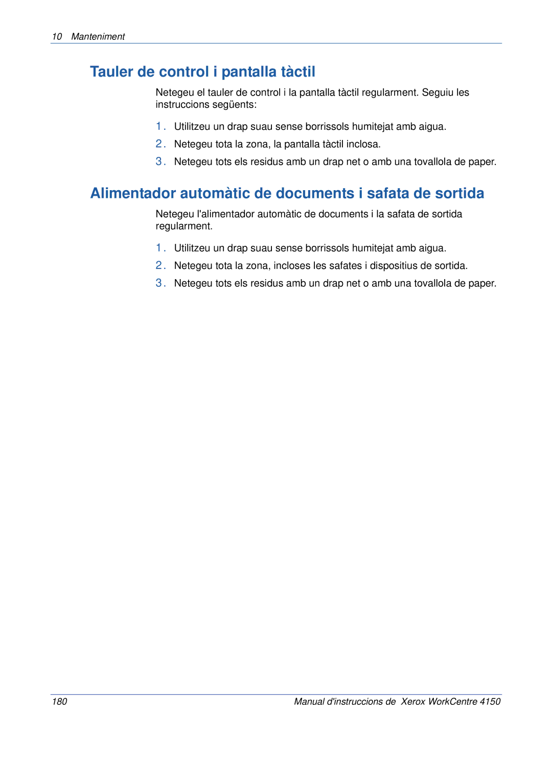 Xerox 5.0 24.03.06 manual Tauler de control i pantalla tàctil, Alimentador automàtic de documents i safata de sortida 