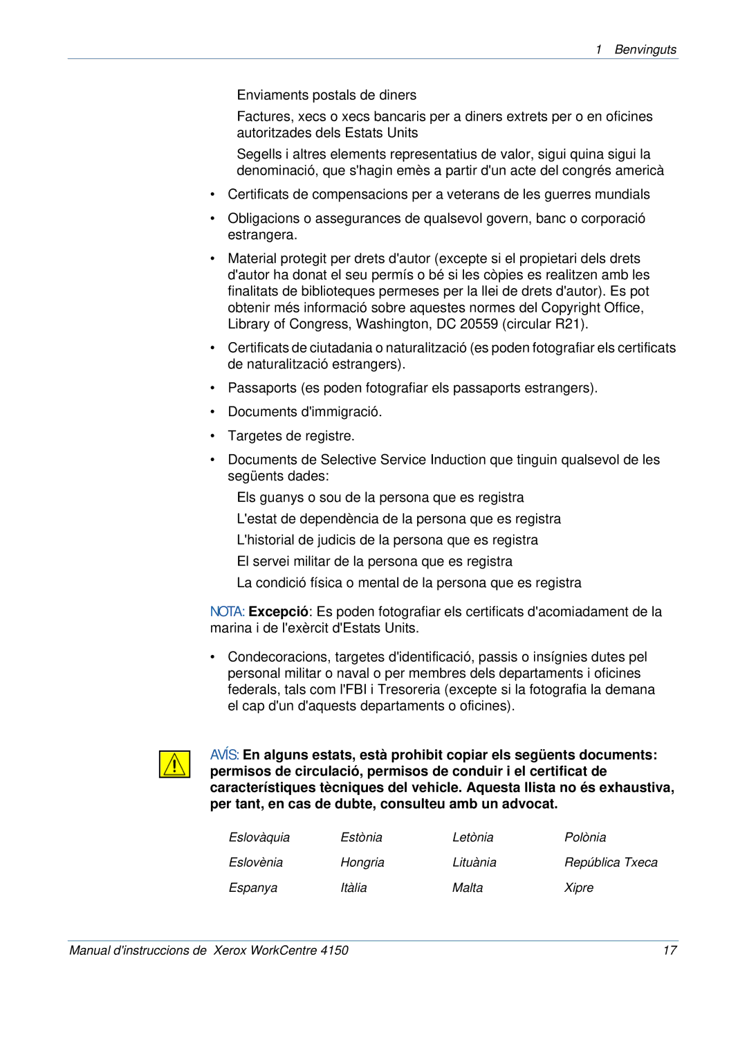 Xerox 5.0 24.03.06 manual Benvinguts 