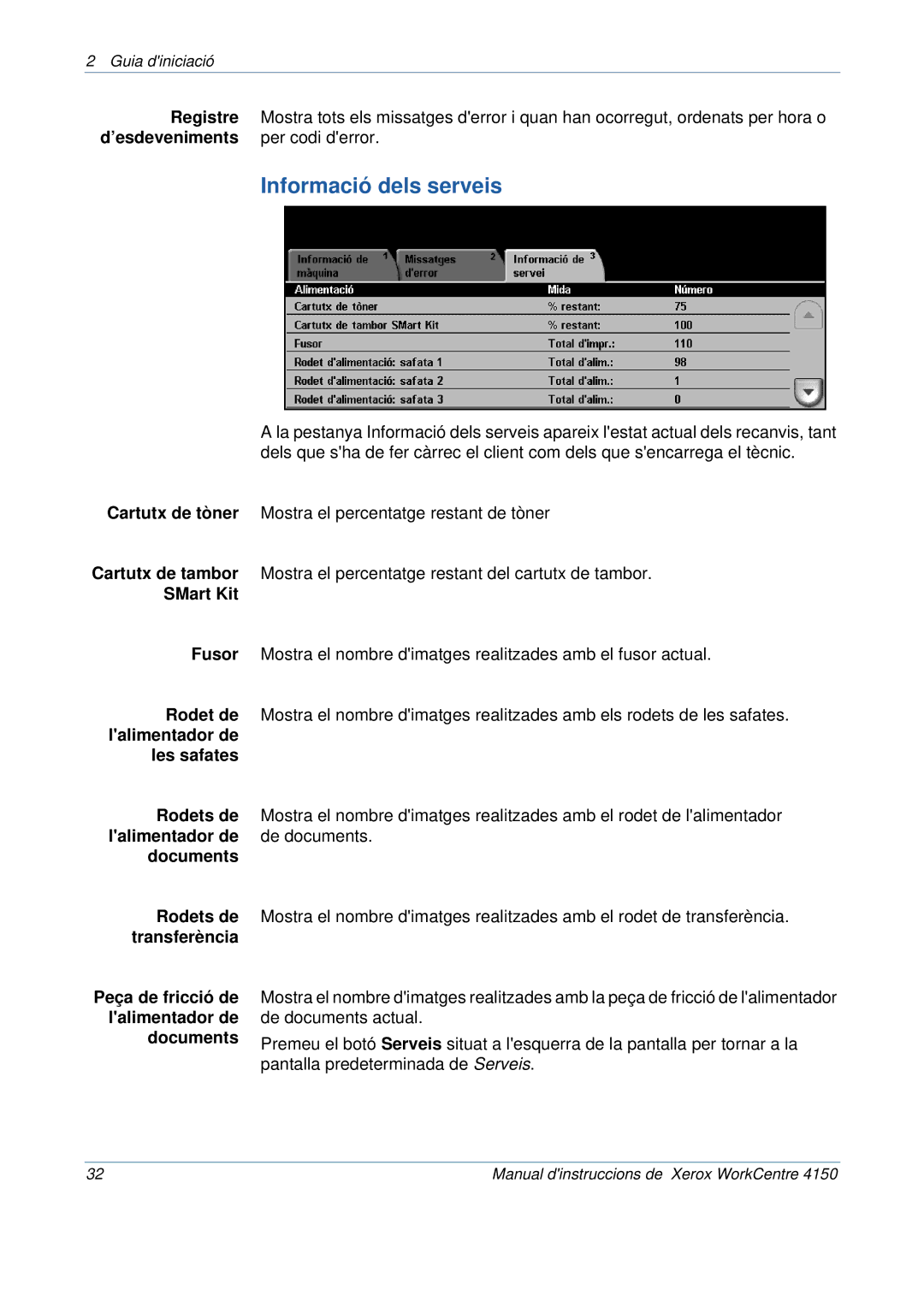 Xerox 5.0 24.03.06 manual Informació dels serveis 