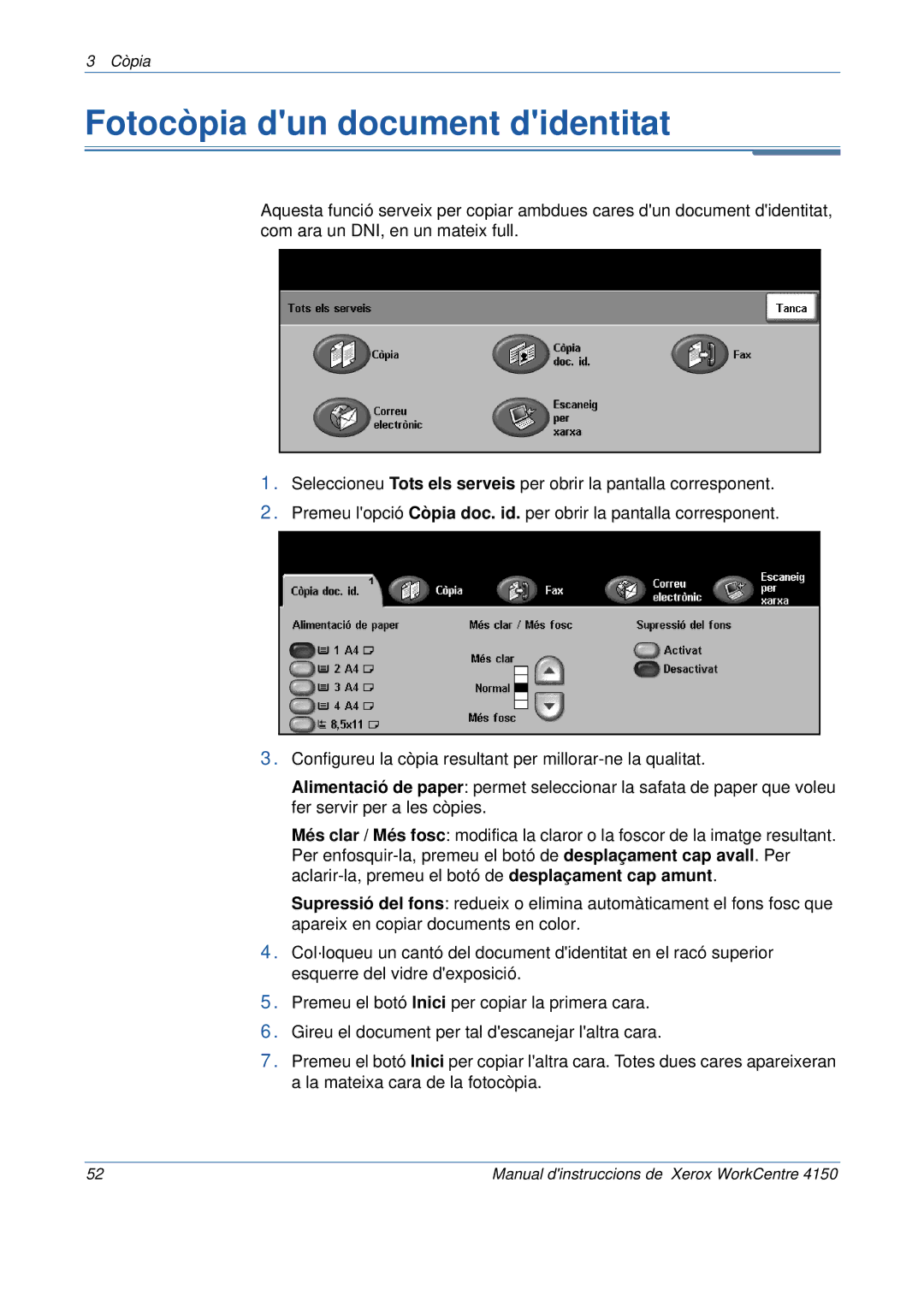 Xerox 5.0 24.03.06 manual Fotocòpia dun document didentitat 