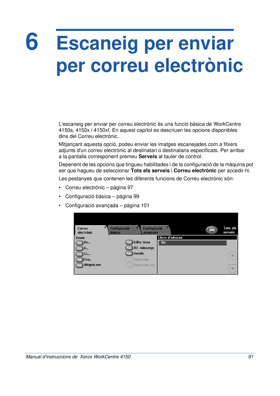 Xerox 5.0 24.03.06 manual Escaneig per enviar per correu electrònic 