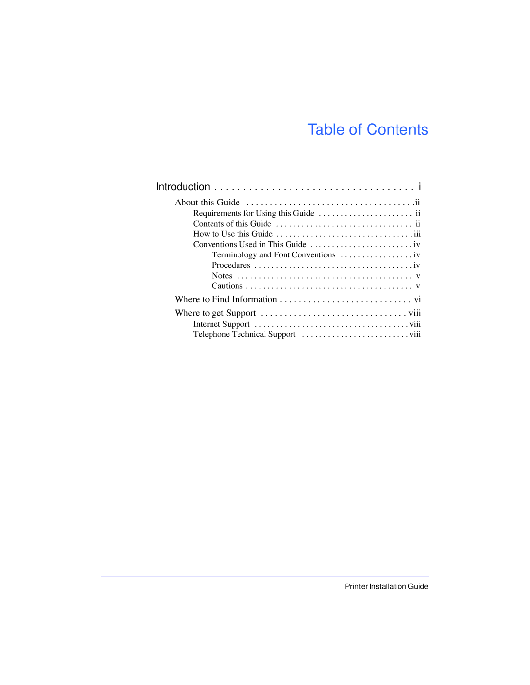 Xerox 50 LP/ST manual Table of Contents 