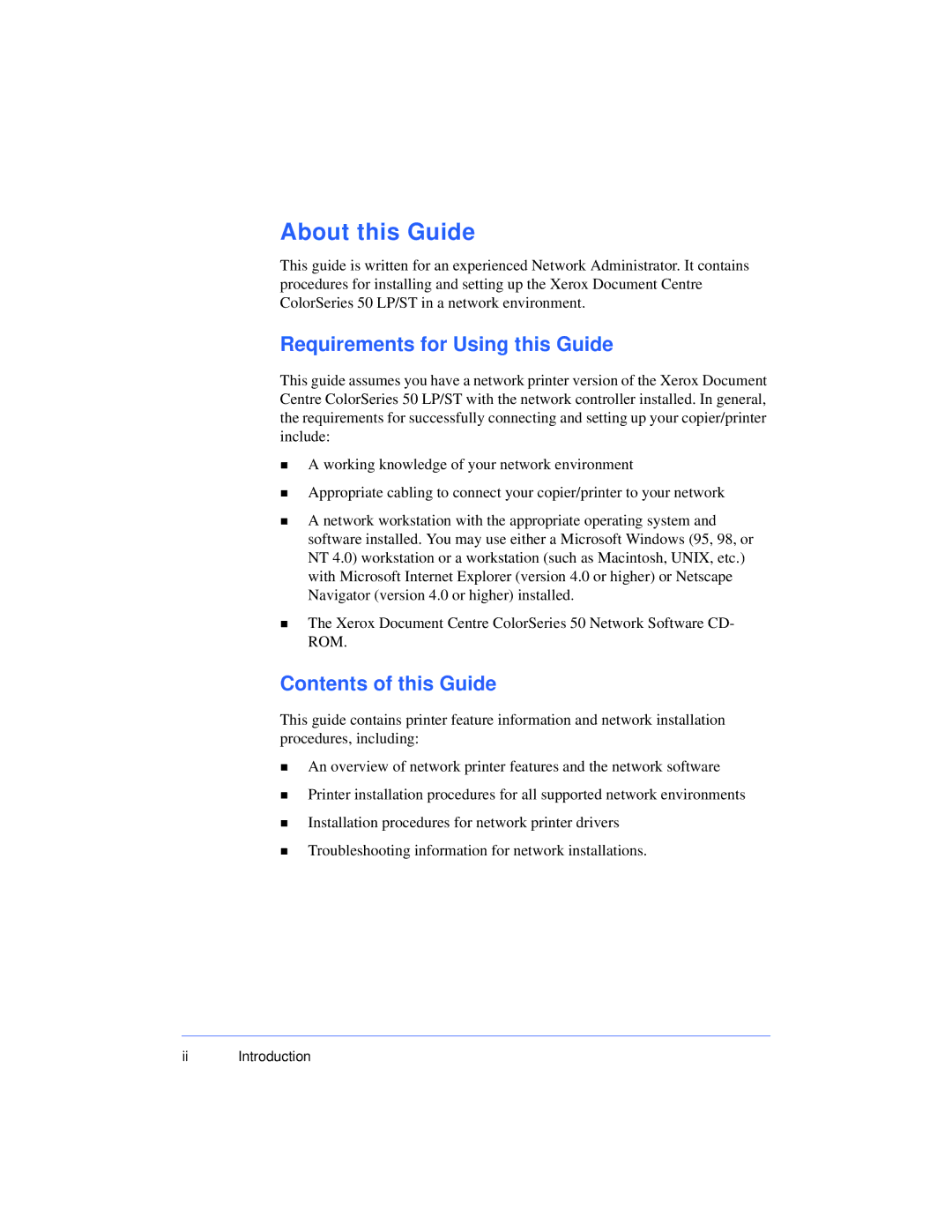 Xerox 50 LP/ST manual About this Guide, Requirements for Using this Guide, Contents of this Guide 