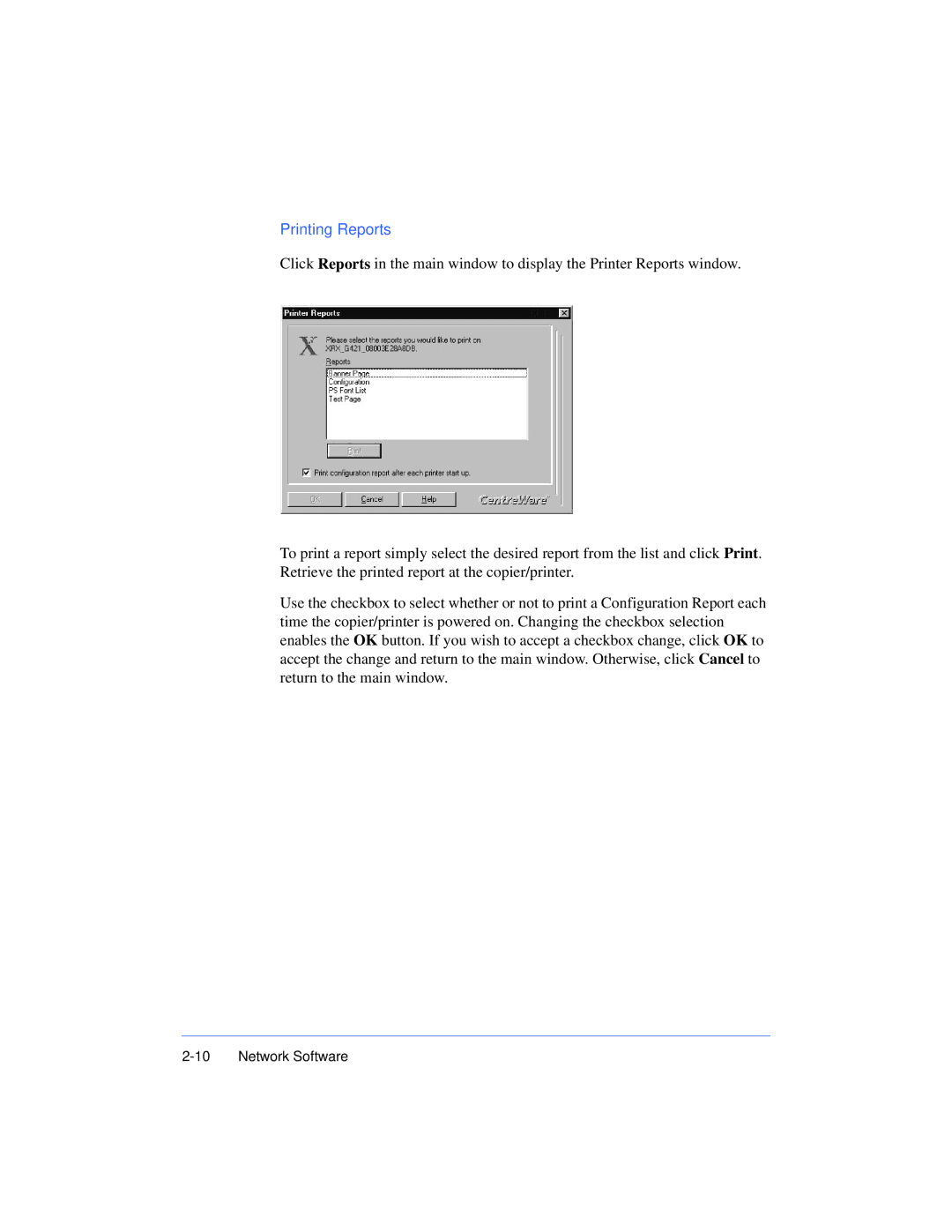 Xerox 50 LP/ST manual Printing Reports 