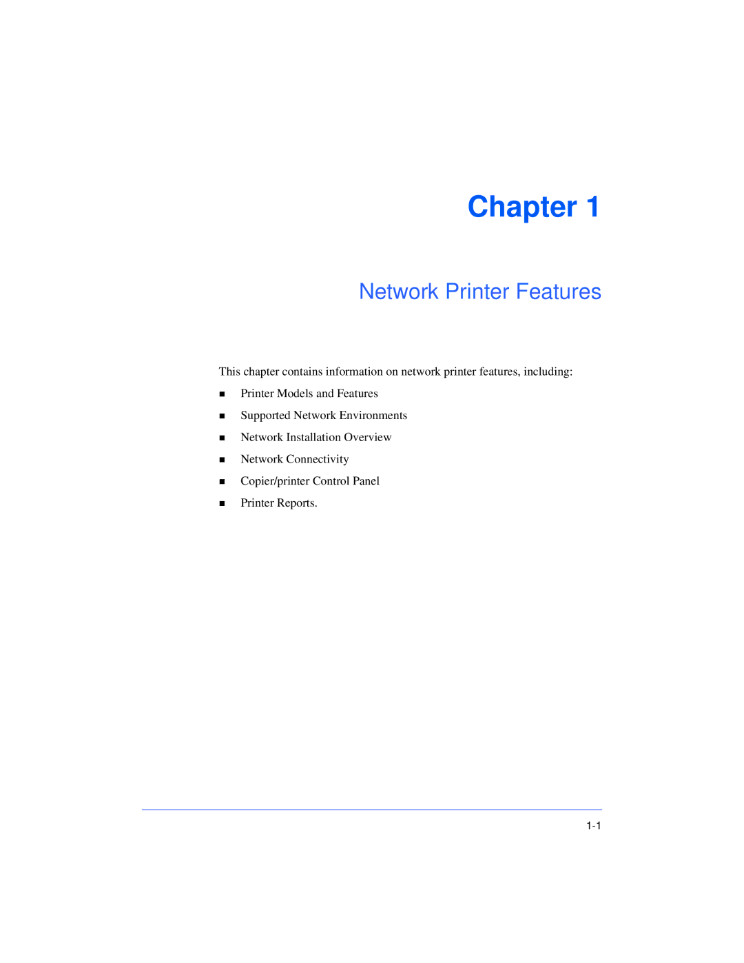 Xerox 50 LP/ST manual Chapter, Network Printer Features 