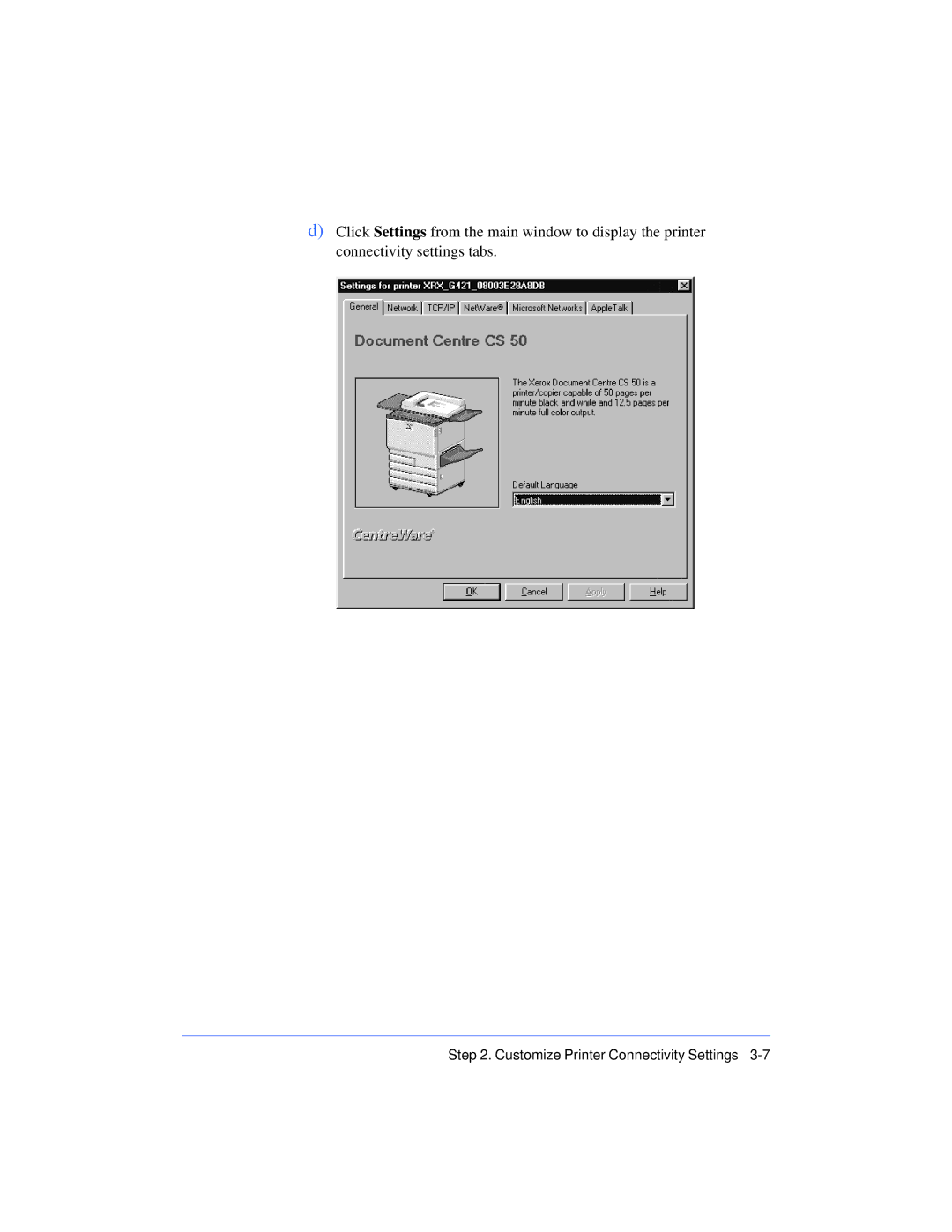 Xerox 50 LP/ST manual Customize Printer Connectivity Settings 