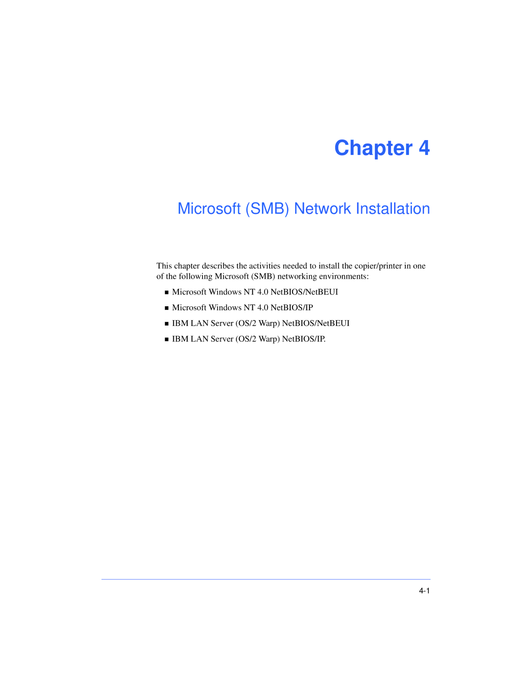 Xerox 50 LP/ST manual Microsoft SMB Network Installation 