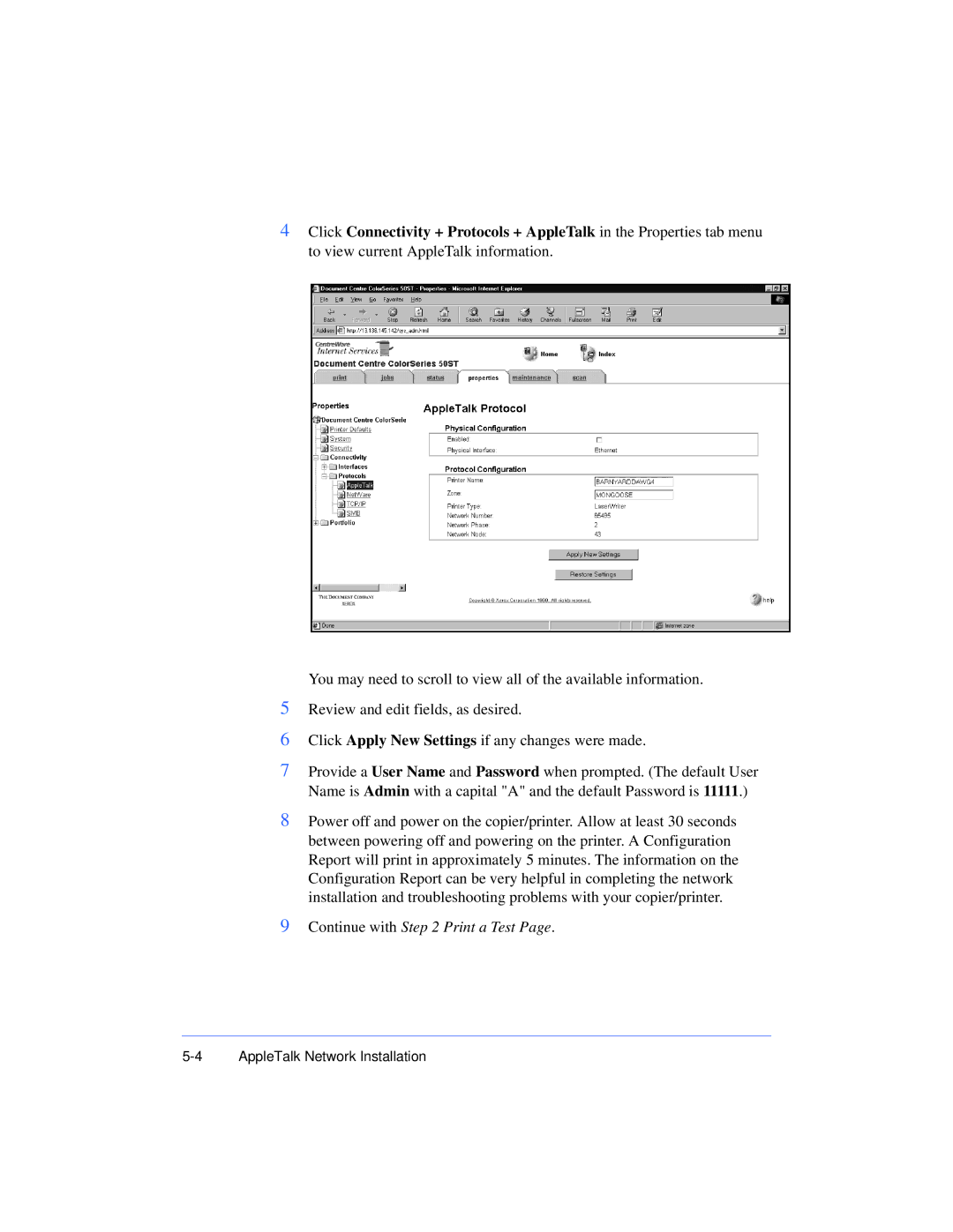 Xerox 50 LP/ST manual Continue with Print a Test 