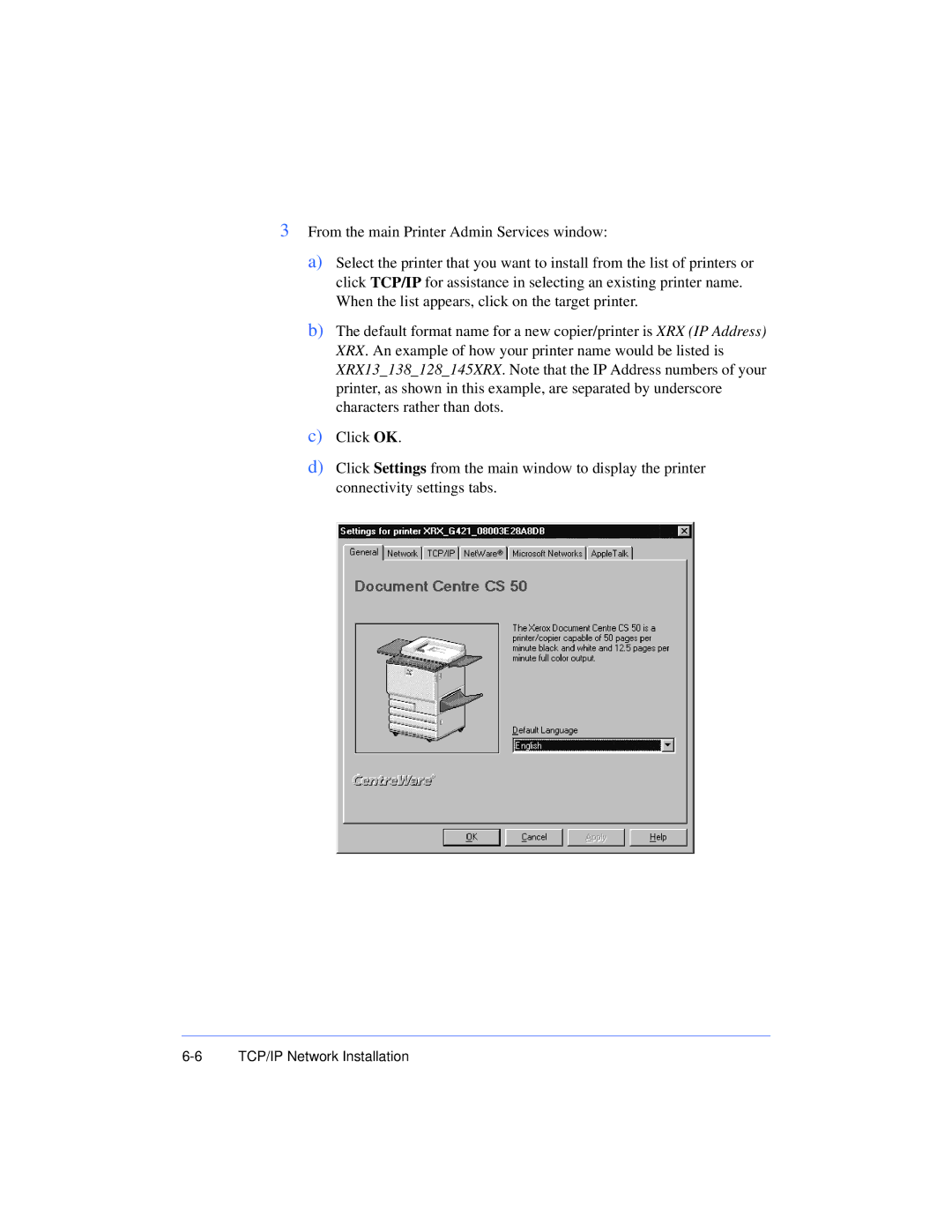 Xerox 50 LP/ST manual TCP/IP Network Installation 