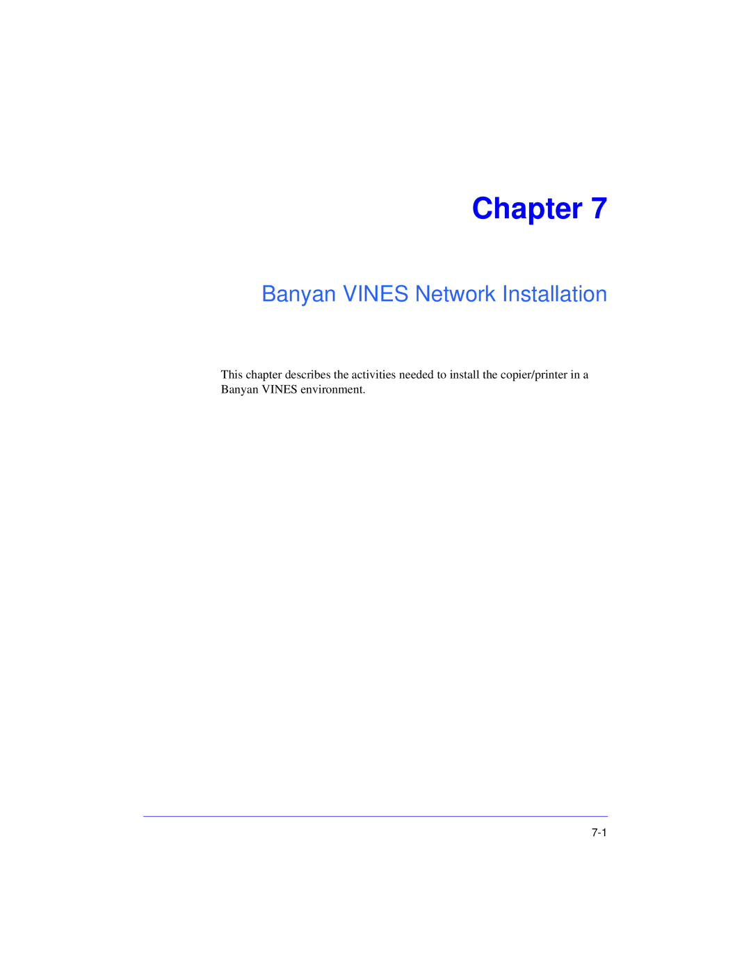 Xerox 50 LP/ST manual Chapter, Banyan Vines Network Installation 