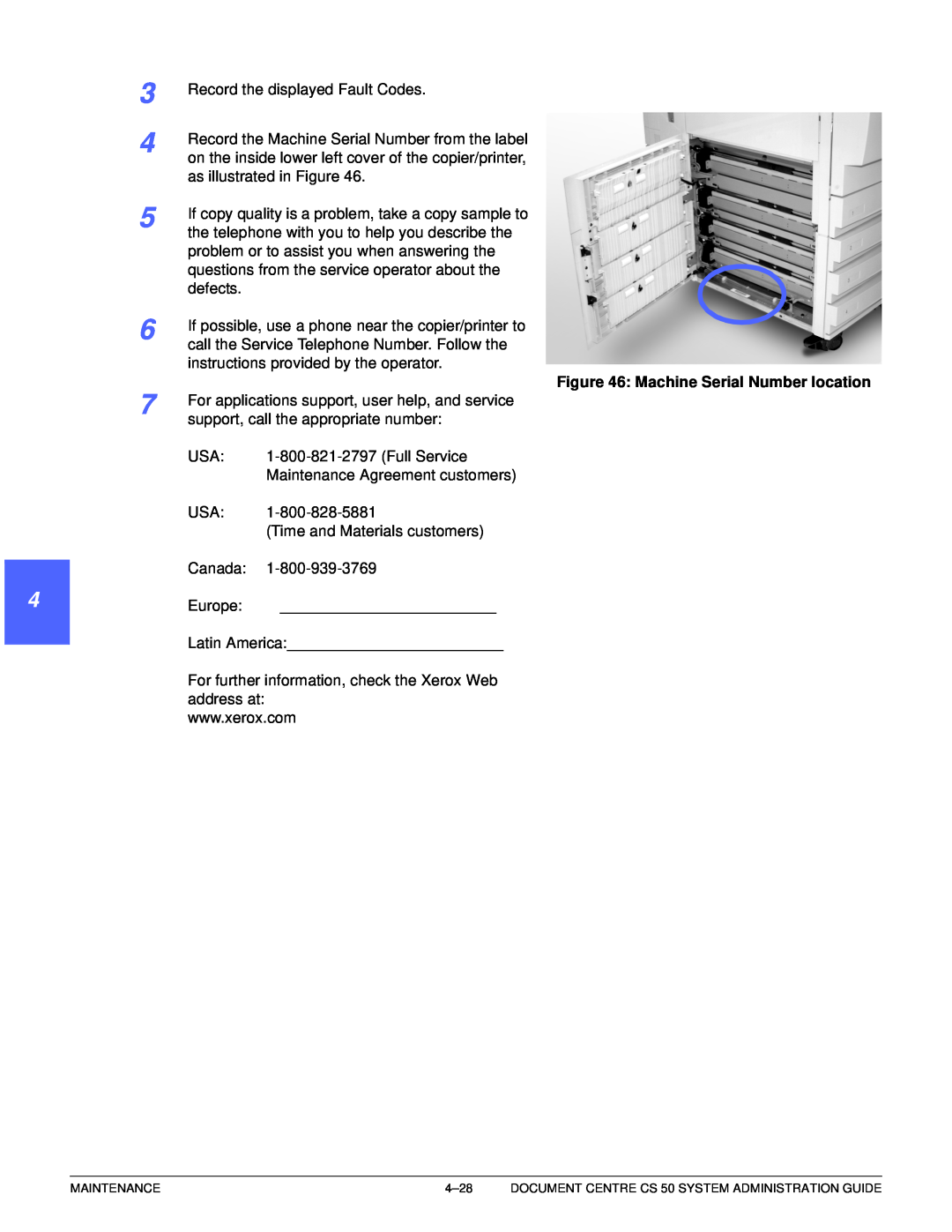 Xerox 50 manual 1 2 4 5 6 7, Record the displayed Fault Codes 