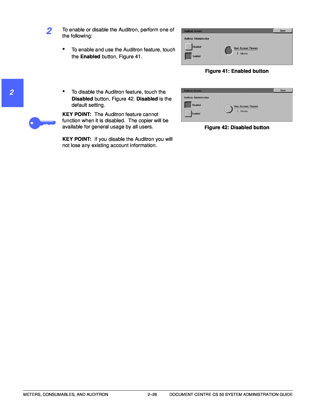 Xerox 50 manual 1 22 4 5 6 7, Enabled button, Disabled button 