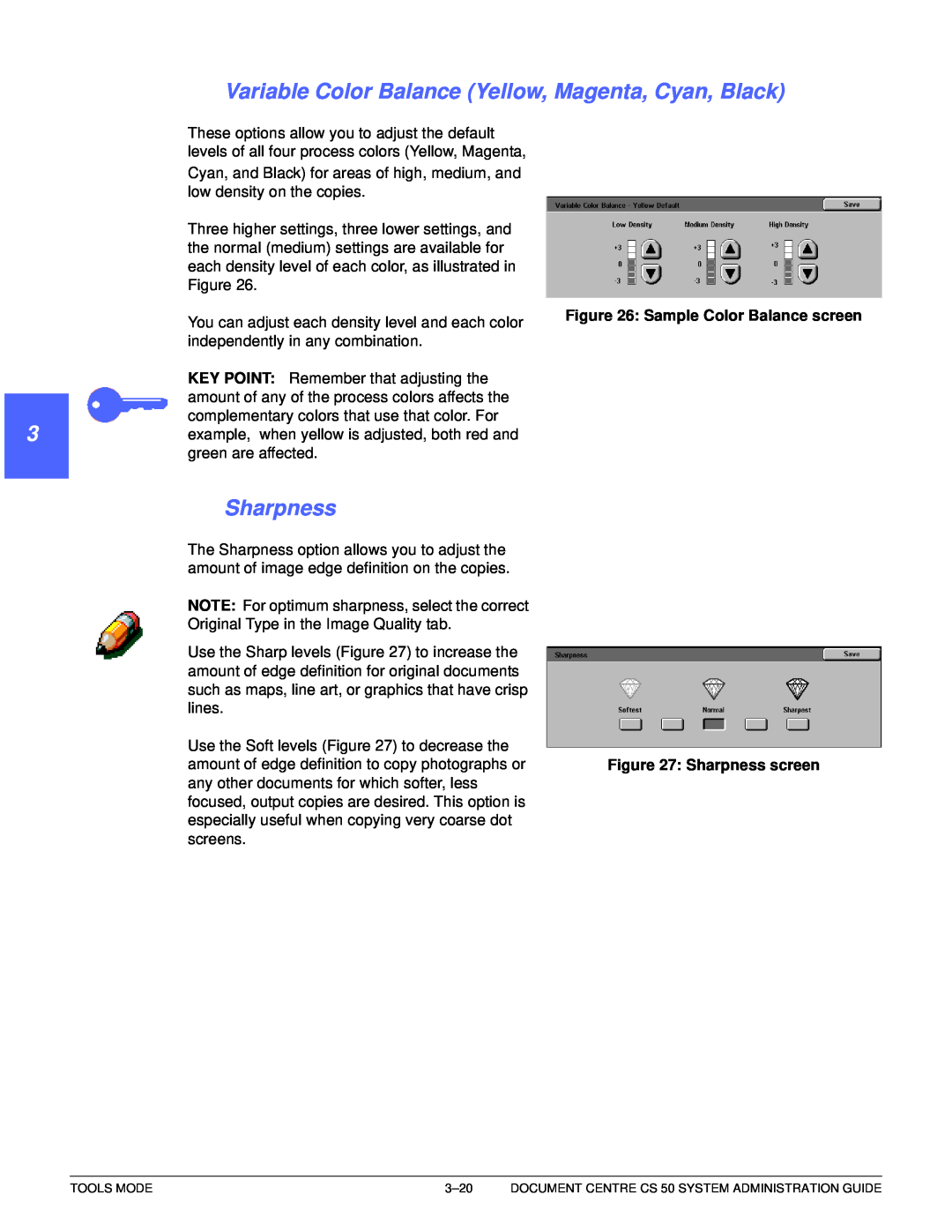 Xerox 50 manual 1 2 3 4 5 6 7, Sharpness screen 