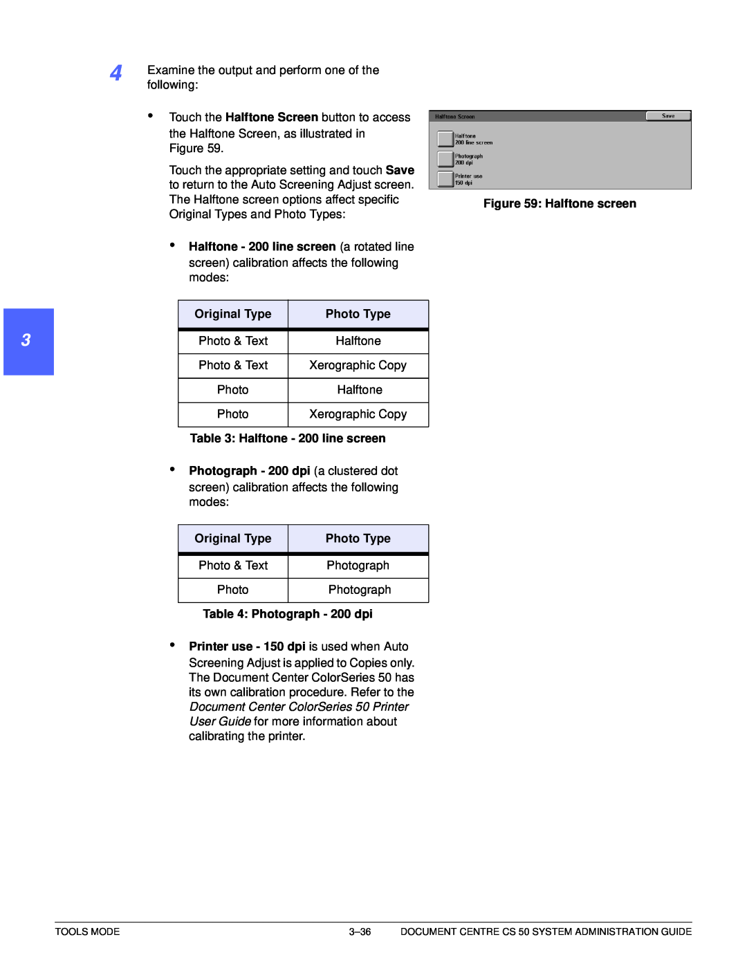 Xerox 50 manual 1 2 3 4 5 6 7, Halftone screen, • Halftone - 200 line screen a rotated line, Photograph - 200 dpi 