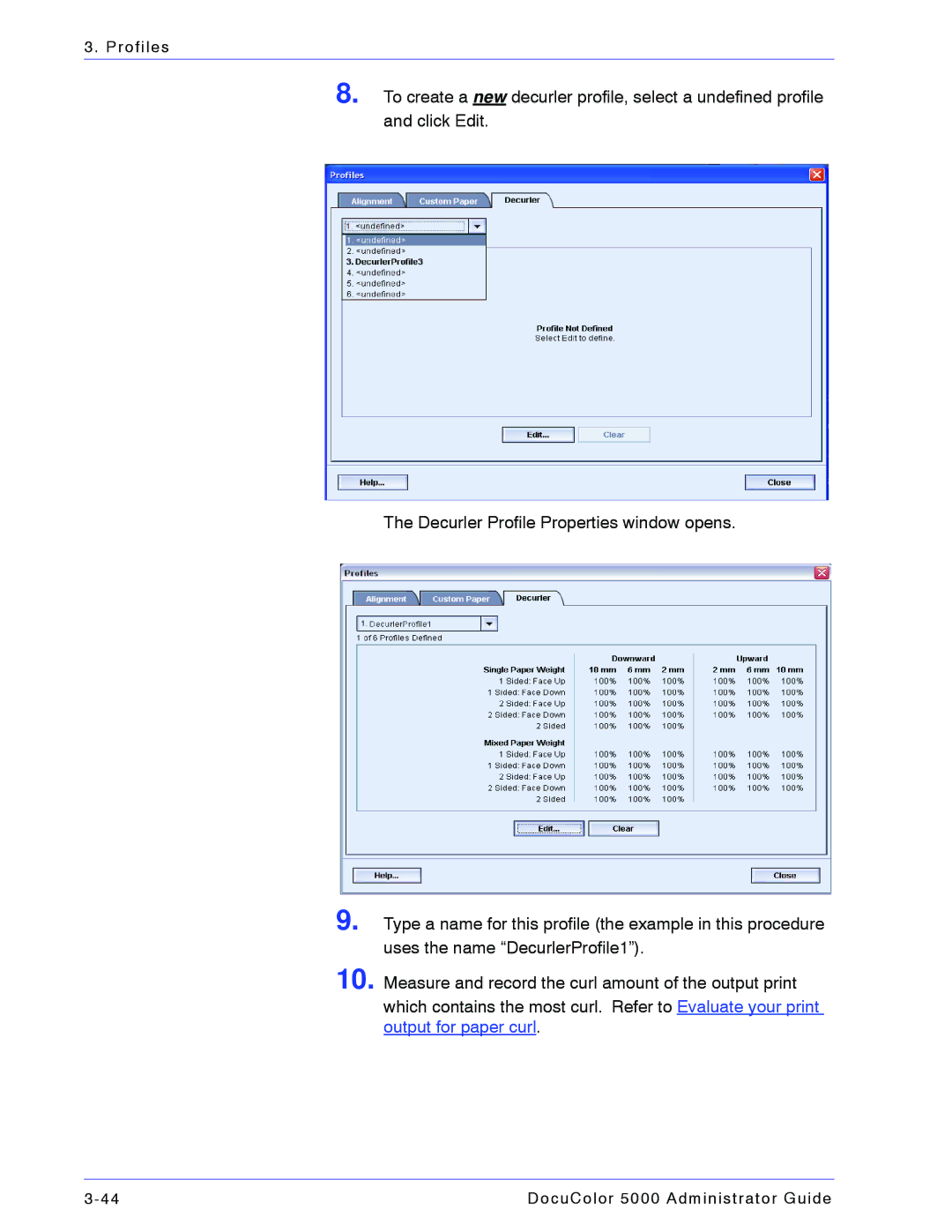 Xerox 5000 manual Profiles 