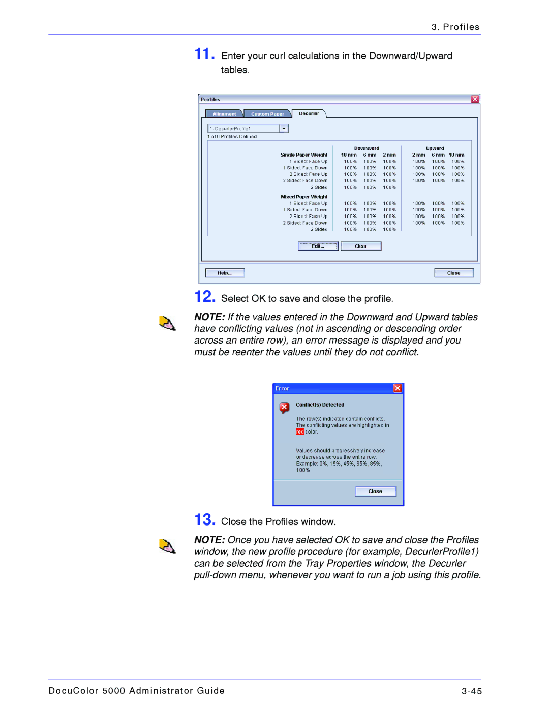 Xerox 5000 manual Profiles 